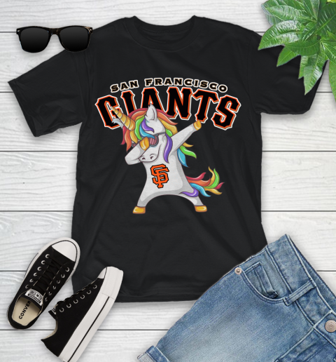 San Francisco Giants MLB Baseball Funny Unicorn Dabbing Sports Youth T-Shirt 2