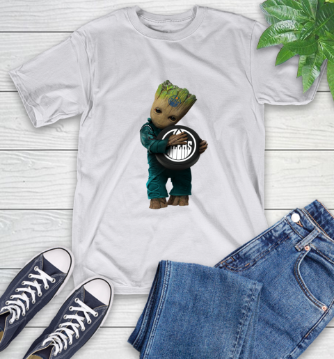 NHL Groot Guardians Of The Galaxy Hockey Sports Edmonton Oilers T-Shirt 12