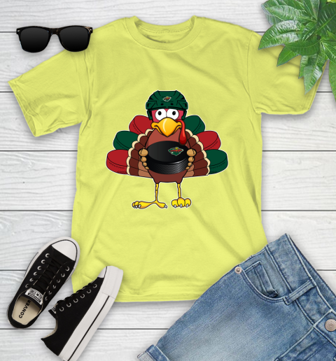 Minnesota Wild Turkey Thanksgiving Day Youth T-Shirt 8