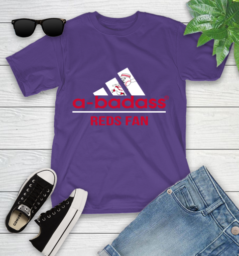MLB A Badass Cincinnati Reds Fan Adidas Baseball Sports Youth T-Shirt 3