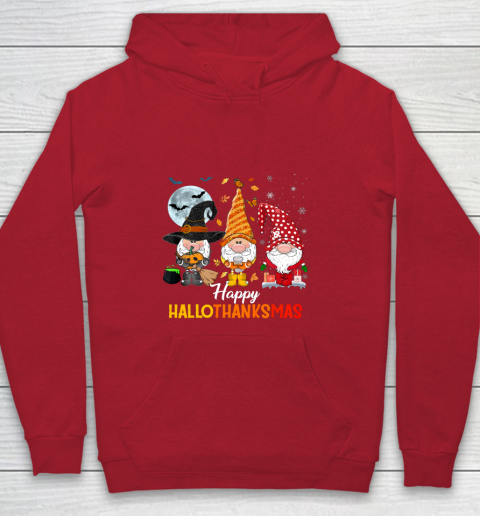 Gnomes Halloween And Merry Christmas Happy Hallothanksmas Youth Hoodie 7