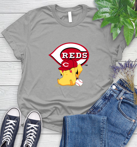 MLB Pikachu Baseball Sports Cincinnati Reds Women's T-Shirt 10