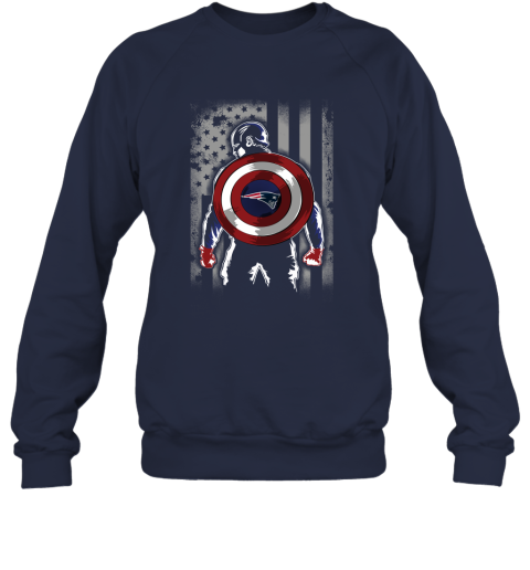 NFL New England Patriots Captain America Marvel Flag Football Sports HnqZXAG6LUk sweatshirt 35 95 151514 front navy