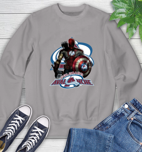 NHL Captain America Thor Spider Man Hawkeye Avengers Endgame Hockey Colorado Avalanche Sweatshirt 5