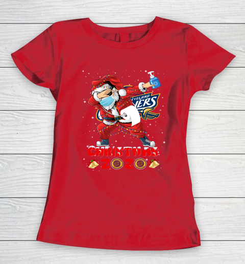 Cleveland Cavaliers Funny Santa Claus Dabbing Christmas 2020 NBA Women's T-Shirt 9