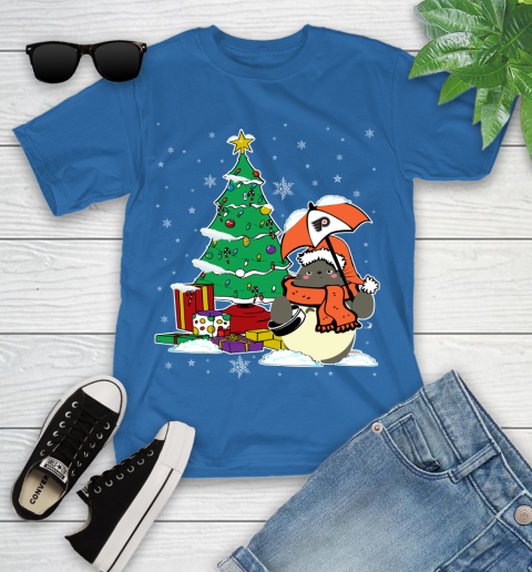 Philadelphia Flyers NHL Hockey Cute Tonari No Totoro Christmas Sports Youth T-Shirt 27