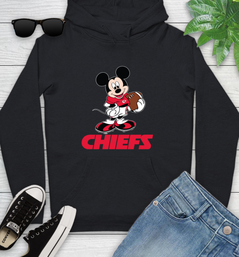 NFL Football Kansas City Chiefs Cheerful Mickey Mouse Shirt Youth Hoodie