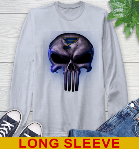 St.Louis Blues NHL Hockey Punisher Skull Sports Long Sleeve T-Shirt 6
