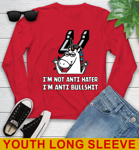 San Antonio Spurs NBA Basketball Unicorn I'm Not Anti Hater I'm Anti Bullshit Youth Long Sleeve 11