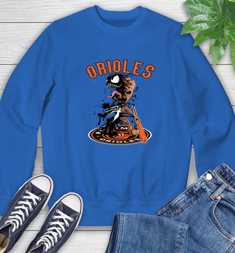 MLB Baltimore Orioles Baseball Venom Groot Guardians Of The Galaxy Sweatshirt 8