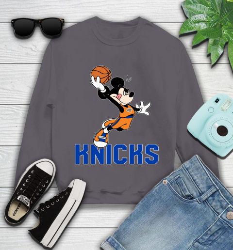 NBA Basketball New York Knicks Cheerful Mickey Mouse Shirt Youth Sweatshirt 5