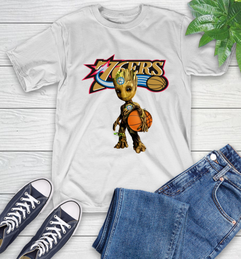 Philadelphia 76ers NBA Basketball Groot Marvel Guardians Of The Galaxy T-Shirt