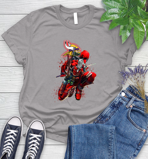 NFL Deadpool Marvel Comics Sports Football Minnesota Vikings Women's T-Shirt 5