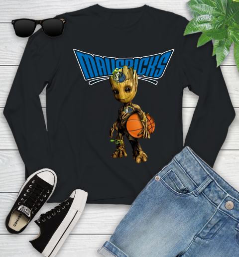 Dallas Mavericks NBA Basketball Groot Marvel Guardians Of The Galaxy Youth Long Sleeve 2