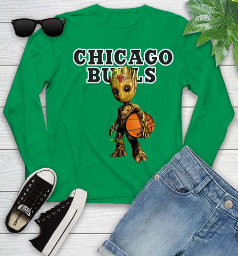 Chicago Bulls NBA Basketball Groot Marvel Guardians Of The Galaxy Youth Long Sleeve 6