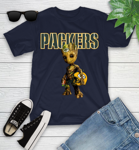 Green Bay Packers NFL Football Groot Marvel Guardians Of The Galaxy Youth T-Shirt 3