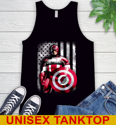 Portland Trail Blazers NBA Basketball Captain America Marvel Avengers American Flag Shirt Tank Top