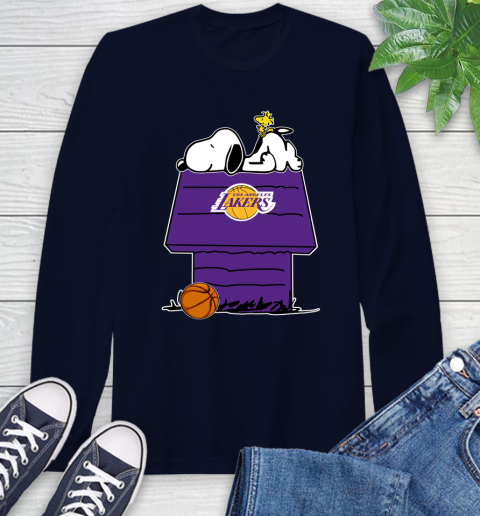 Los Angeles Lakers NBA Basketball Snoopy Woodstock The Peanuts Movie Long Sleeve T-Shirt 4