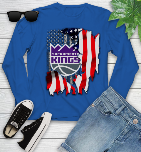 Sacramento Kings NBA Basketball American Flag Youth Long Sleeve 10