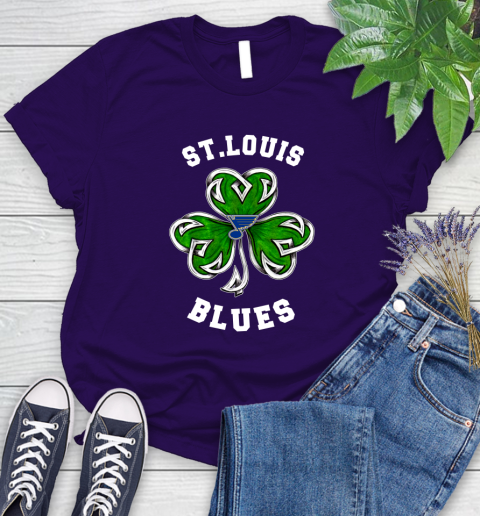 NHL St.Louis Blues Three Leaf Clover St Patrick's Day Hockey Sports Women's T-Shirt 4