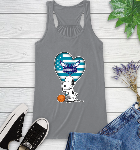 Charlotte Hornets NBA Basketball The Peanuts Movie Adorable Snoopy Racerback Tank 5