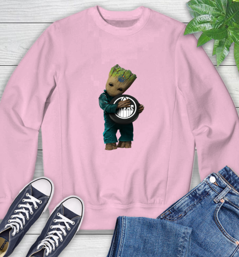 NHL Groot Guardians Of The Galaxy Hockey Sports Edmonton Oilers Sweatshirt 9