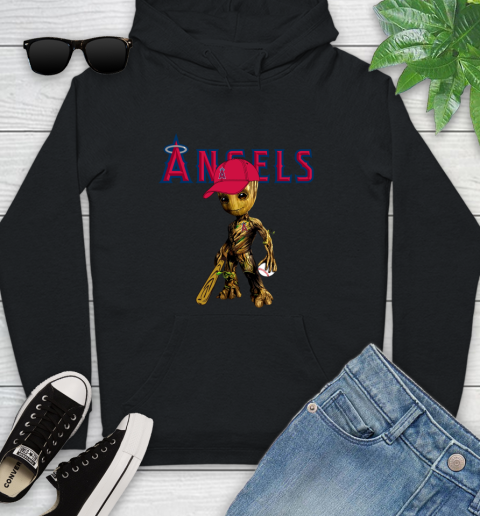 MLB Los Angeles Angels Groot Guardians Of The Galaxy Baseball Youth Hoodie 2