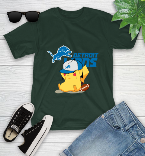 NFL Pikachu Football Sports Detroit Lions Youth T-Shirt 5