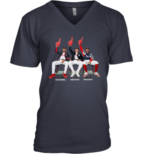 Kristian Campbell Roman Anthony Marcelo Mayer Premium V-Neck T-Shirt p6pk kristian campbell roman anthony marcelo mayer premium v neck unisex 8 front navy