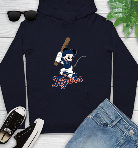 MLB Baseball Detroit Tigers Cheerful Mickey Mouse Shirt Youth Hoodie 4