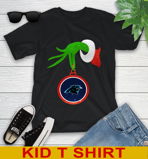 Carolina Panthers Grinch Merry Christmas NFL Football Youth T-Shirt 2
