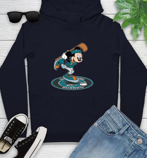 NHL Hockey San Jose Sharks Cheerful Mickey Disney Shirt Youth Hoodie 4