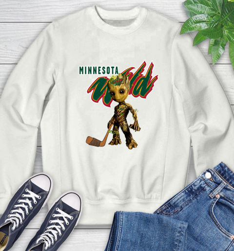 Minnesota Wild NHL Hockey Groot Marvel Guardians Of The Galaxy Sweatshirt