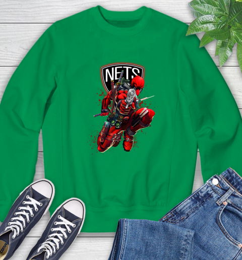 NBA Deadpool Marvel Comics Sports Basketball Brooklyn Nets Sweatshirt 6