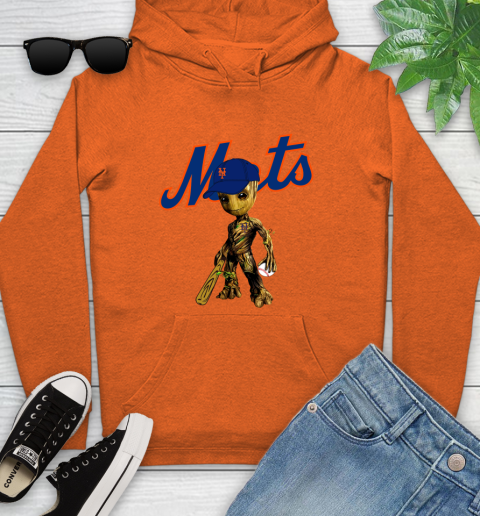 MLB New York Mets Groot Guardians Of The Galaxy Baseball Youth Hoodie 5
