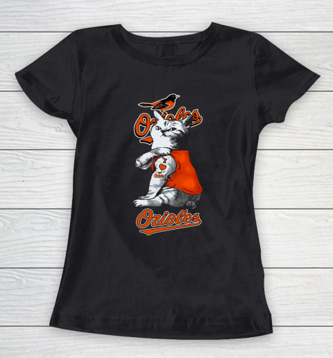 MLB Baseball My Cat Loves Baltimore Orioles Women's T-Shirt