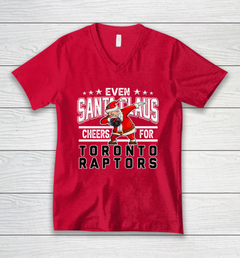 Toronto Raptors Even Santa Claus Cheers For Christmas NBA V-Neck T-Shirt 6