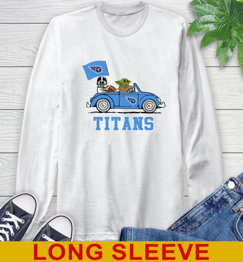 NFL Football Tennessee Titans Darth Vader Baby Yoda Driving Star Wars Shirt Long Sleeve T-Shirt