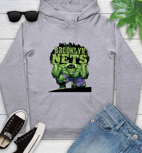 Brooklyn Nets NBA Basketball Incredible Hulk Marvel Avengers Sports Youth Hoodie 6