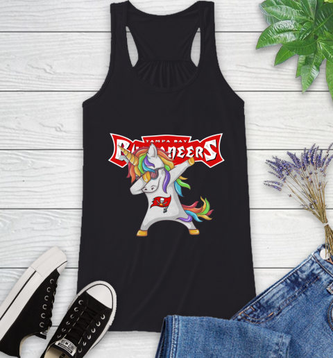 Tampa Bay Buccaneers NFL Football Funny Unicorn Dabbing Sports Racerback Tank 2