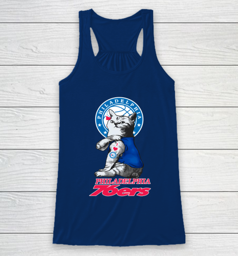 NBA Basketball My Cat Loves Philadelphia 76ers Racerback Tank 6