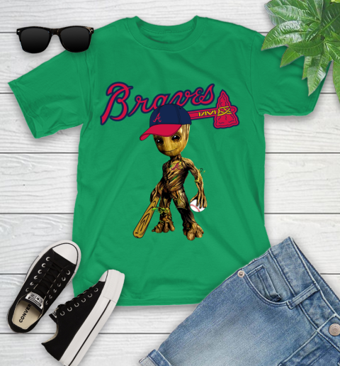 MLB Atlanta Braves Groot Guardians Of The Galaxy Baseball Youth T-Shirt 6