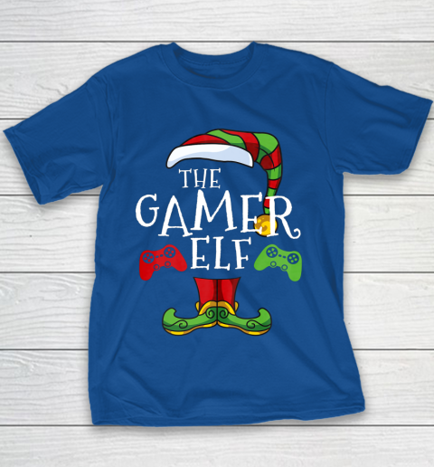 Gamer Elf Family Matching Christmas Funny Gaming Pajama Youth T-Shirt 6
