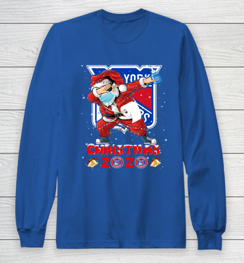 New York Rangers Funny Santa Claus Dabbing Christmas 2020 NHL Long Sleeve T-Shirt 6