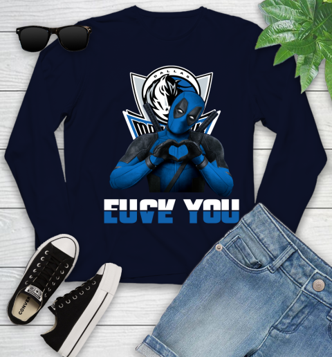 NBA Dallas Mavericks Deadpool Love You Fuck You Basketball Sports Youth Long Sleeve 2