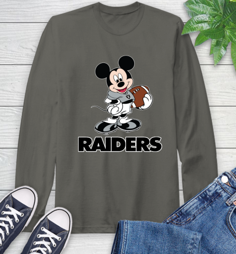 NFL Football Oakland Raiders Cheerful Mickey Mouse Shirt Long Sleeve T-Shirt 9