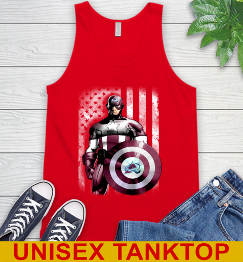 Colorado Avalanche NHL Hockey Captain America Marvel Avengers American Flag Shirt Tank Top 5
