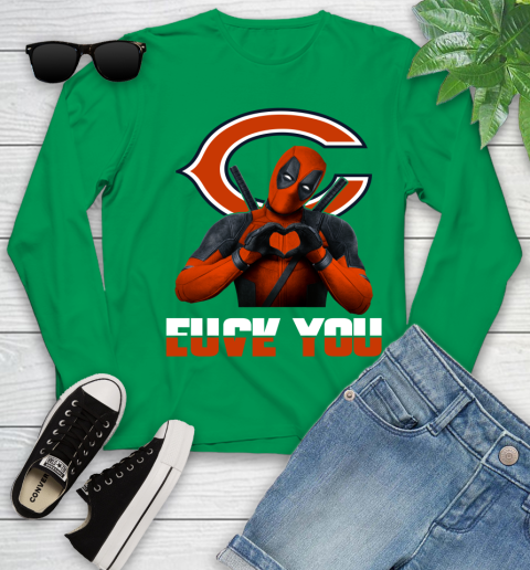 NHL Chicago Bears Deadpool Love You Fuck You Football Sports Youth Long Sleeve 7