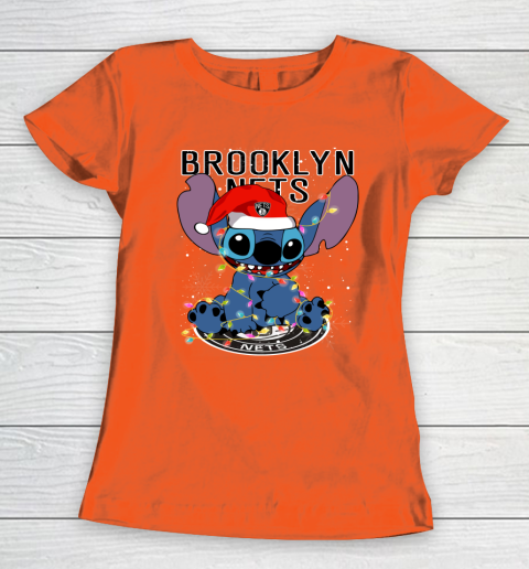 Brooklyn Nets NBA noel stitch Basketball Christmas Women's T-Shirt 2