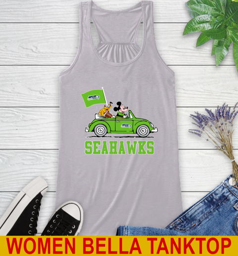 NFL Football Seattle Seahawks Pluto Mickey Driving Disney Shirt Racerback Tank 5